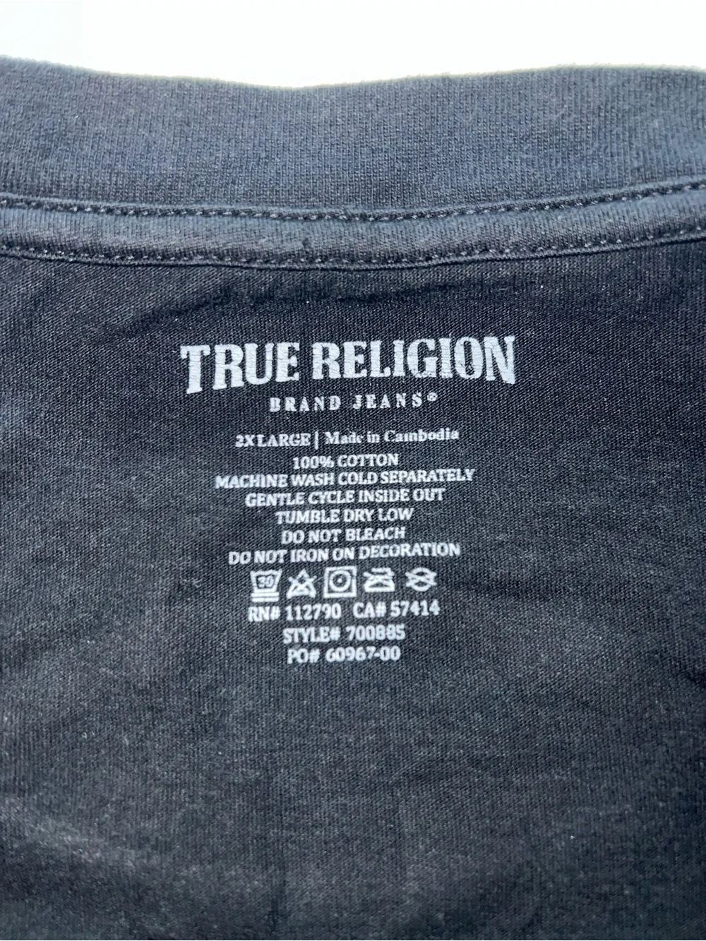 True Religion Black Tee with Yellow Logo Arch Graphic
